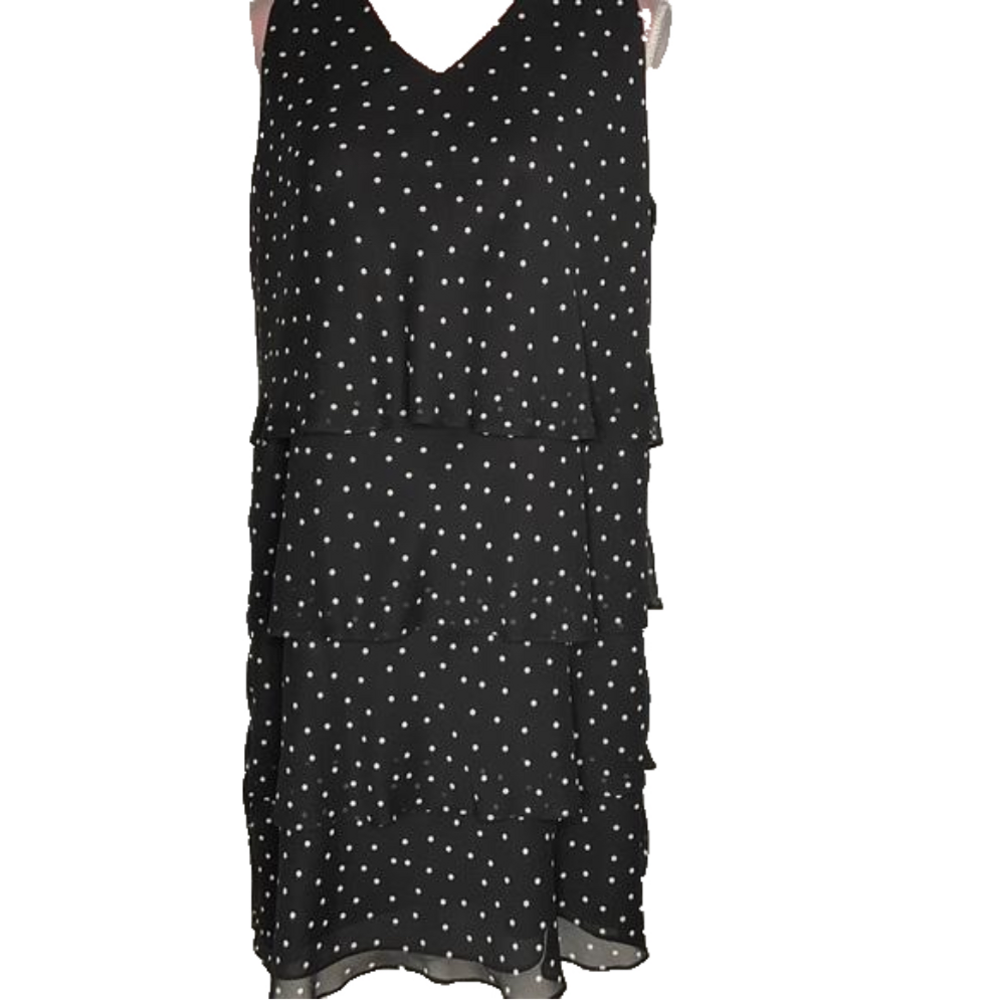 Tahari polka dot tiered dress.